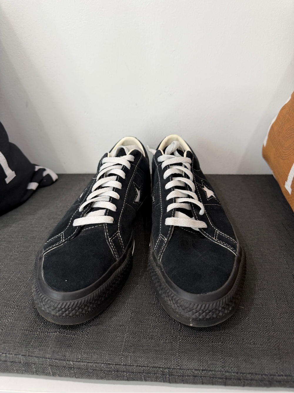 Converse Black Suede Low-Top Sneakers with White Laces